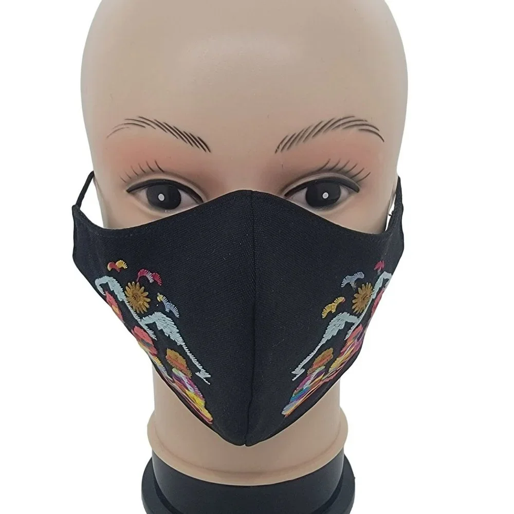 New Face cover ear loop black Mask Women's Embroidered handmade women mountains